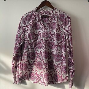 Chrysanthemum Trellis Ruffle Trim Top